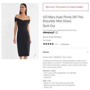 Off-the-shoulder Black Urban Outfitter Midi Dress